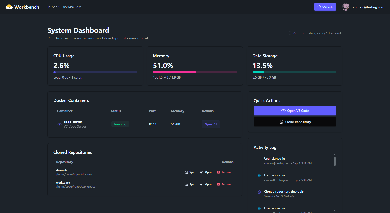 Workbench Dashboard